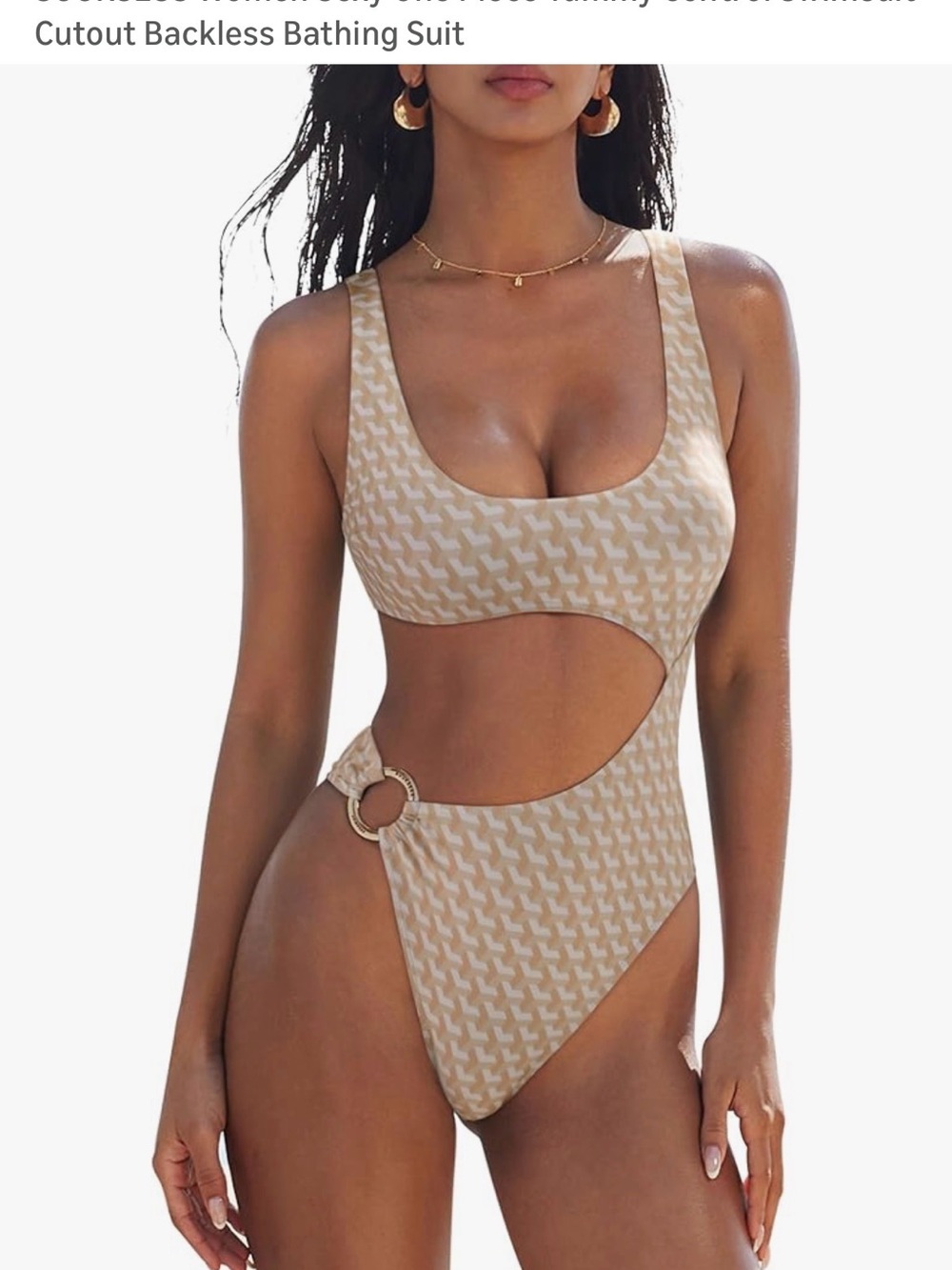 SUUKSESS Women Sexy One Piece Tummy Control Swimsuit Cutout  Bathing Suit small